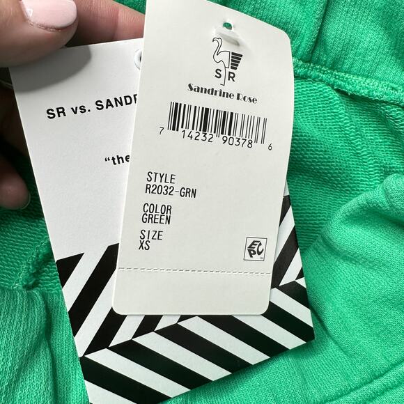 Sandrine Rose Green Oversized Cropped Sweatpants Side Pocket Women XS NWT - Picture 11 of 11